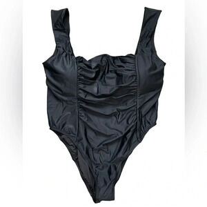 NWT J. Crew Black Squareneck Ruched One Piece Bathing Suit Plus Size 24